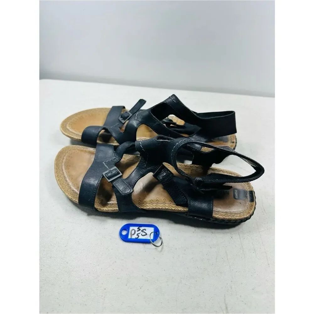 Womens 9Merrell Whisper Black Leather Gladiator Sandals Shoes Buckle J55558